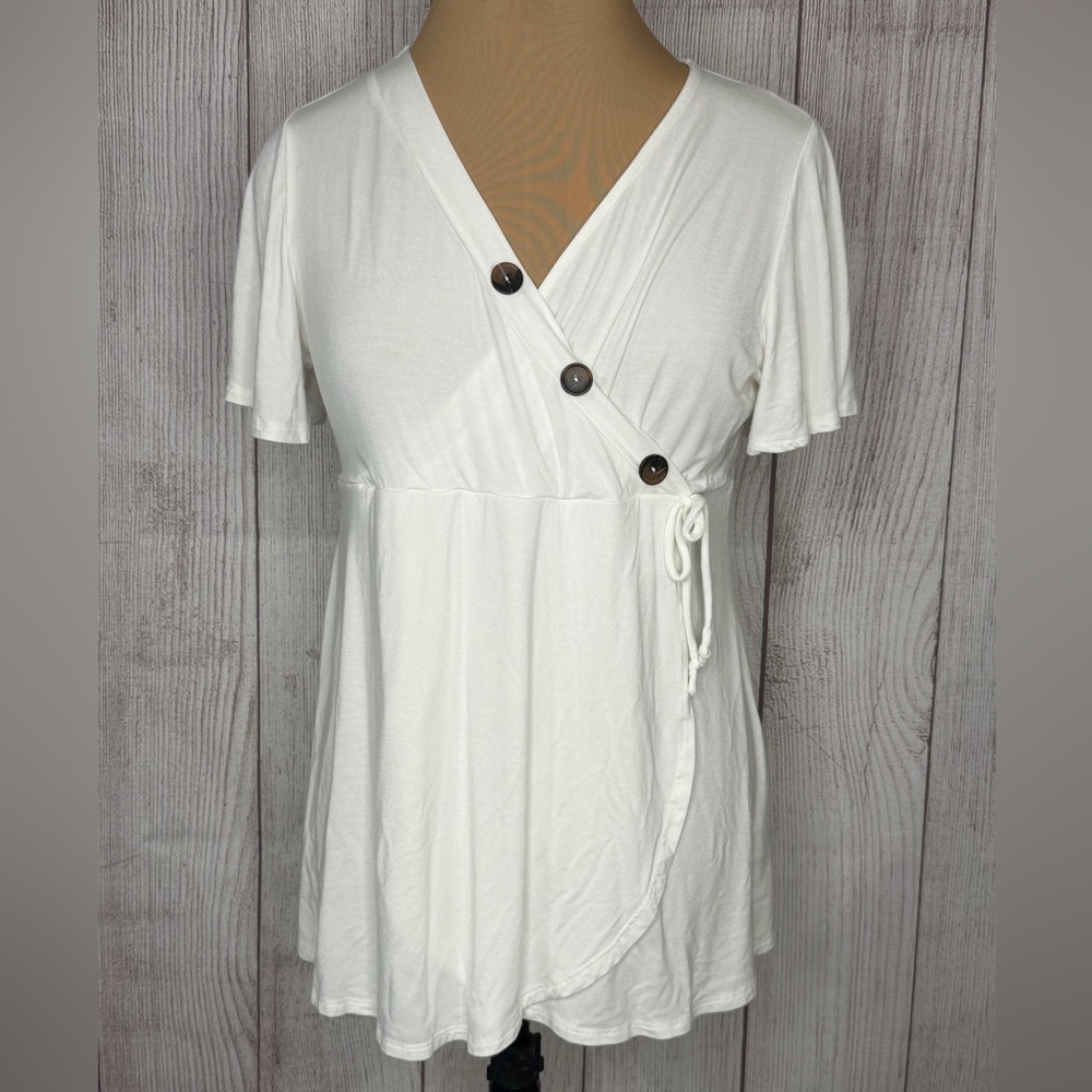 Pinkblush White Wrap Blouse with Button Details Size XL
